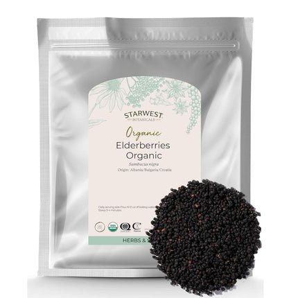 Starwest Botanicals Organic Elderberries – Dried Elderberries for Tea, Syrup & Jam (2 lb Bulk)