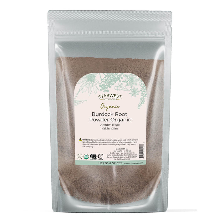 Starwest Burdock Root Powder Organic - 4 oz Pouch | Kosher, Non-GMO