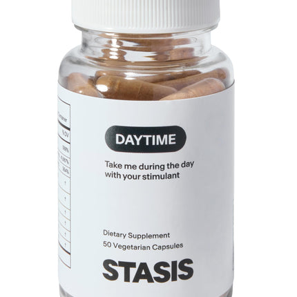 Stasis Daytime Energy and Focus Supplement with CoQ10 + Rhodiola Rosea – All-Day Brain, Mood & Energy Support | 25 Servings
