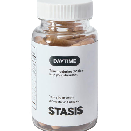 Stasis Daytime Energy and Focus Supplement with CoQ10 + Rhodiola Rosea – All-Day Brain, Mood & Energy Support | 25 Servings