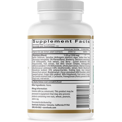 StemAlive - Promotes Stem Cell Nutrition, Function & Health, 90 Capsules, from 100% Natural Sources