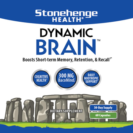 Stonehenge Health Dynamic Brain Supplement with BacoMind – Memory, Retention & Recall (40 Nootropics)