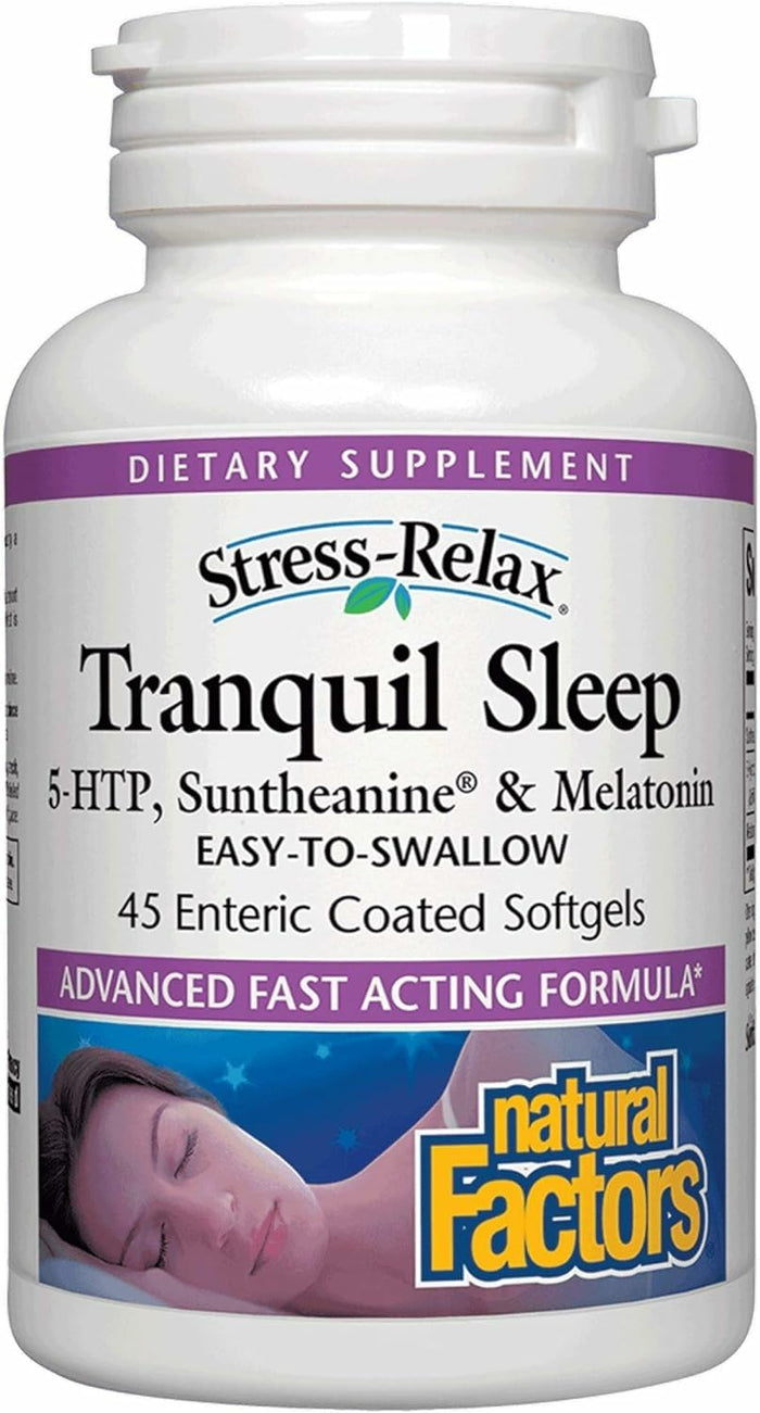 Stress-Relax Tranquil Sleep by Natural Factors – Suntheanine L-Theanine Sleep Aid, 45 Softgels