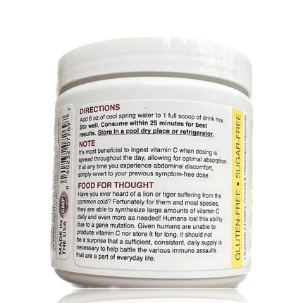 Sufficient-C High-Dose Vitamin C Lemon Peach Immune-Ade – 125g, Non-GMO