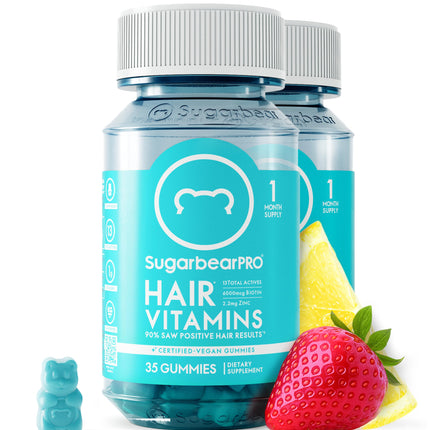 SugarBearHair Growth Gummy - Extra Strength Biotin 6000mcg, 2 Month Supply, Vegan & Cruelty-Free