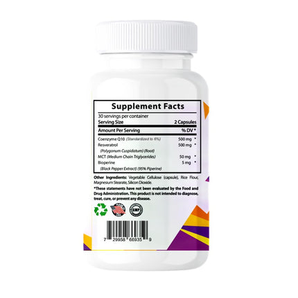 Sundhed Natural CoQ10 and Resveratrol Capsules - Powerful Antioxidant (Pack of 2)