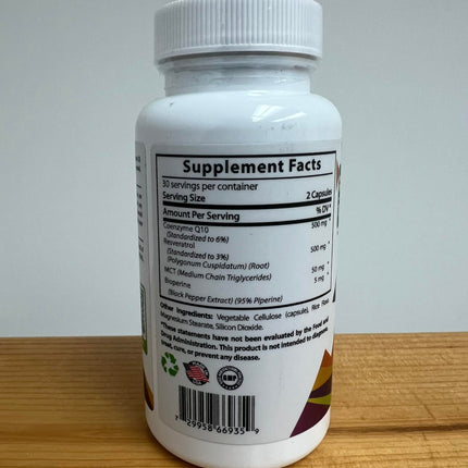 Sundhed Natural CoQ10 and Resveratrol Capsules - Powerful Antioxidant (Pack of 2)