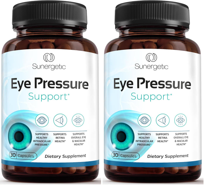 Sunergetic Premium Eye Pressure Support Supplement - Saffron, Lutein, Zeaxanthin, Bilberry & Pine Bark (2 x 30 capsules)