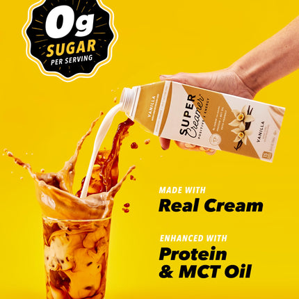 SUPER COFFEE Creamer | SugarFree Vanilla | 6 Pack | 0g Sugar, 2g Protein, 15 Calories | Keto Coffee Creamer