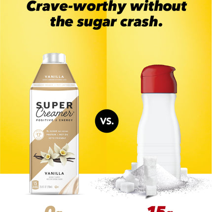 SUPER COFFEE Creamer | SugarFree Vanilla | 6 Pack | 0g Sugar, 2g Protein, 15 Calories | Keto Coffee Creamer