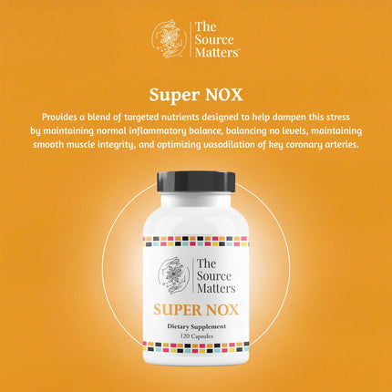 Super NOX Nitric Oxide Support Supplement | The Source Matters | Circulation & Vascular Health (120 Capsules)