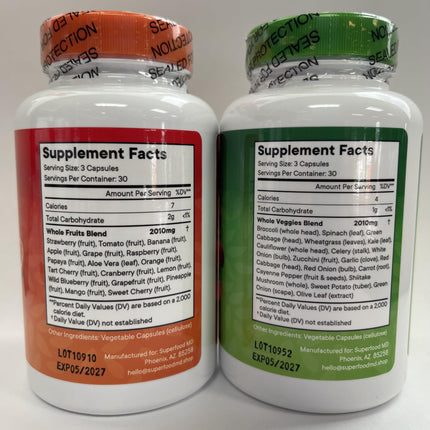 Superfood MD Fruits & Veggies Supplement - Whole Food Beta Carotene - Soy Free - 90 Count (Pack of 2)
