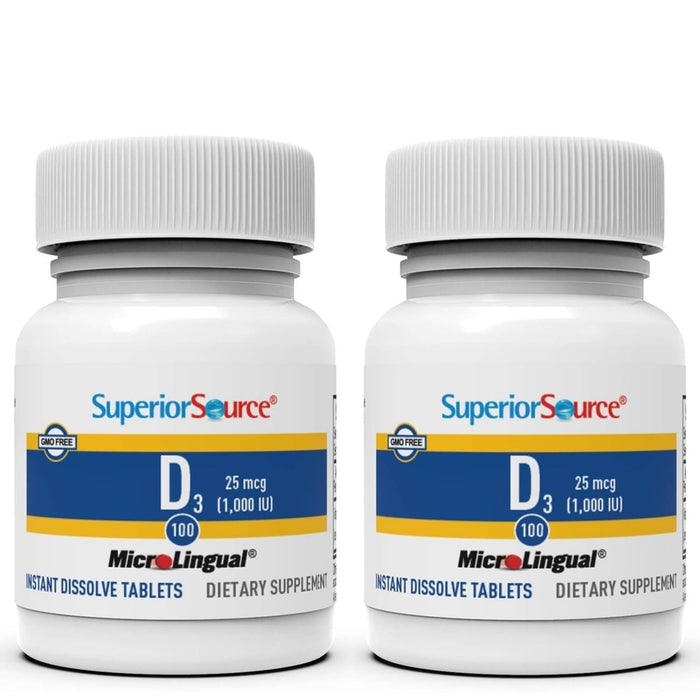 Superior Source Vitamin D3 1000 IU | Quick-Dissolve MicroLingual Tablets | Pack of 2