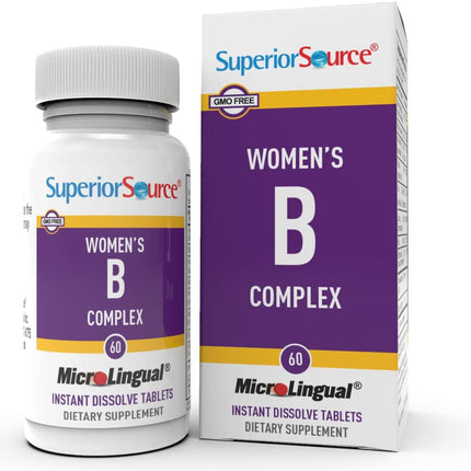 Superior Source Women's B Complex – Energy Support Multivitamin with B12 & B3 (60 Sublingual Tablets)