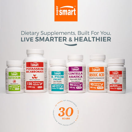 SuperSmart Mitochondrial Formula Advanced - PQQ, R-Lipoic Acid & Acetyl-L-Carnitine | Non-GMO, Gluten Free | 30 Vegetarian Capsules