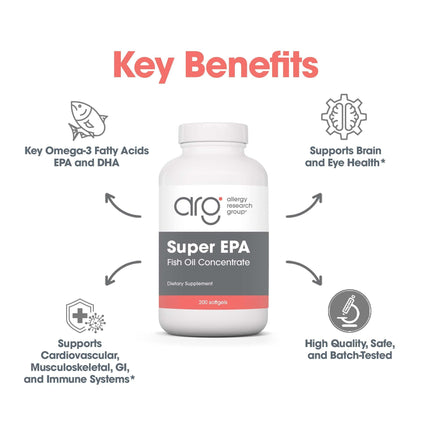 Allergy Research Group Super EPA Omega-3 Fish Oil Softgels 200 Count