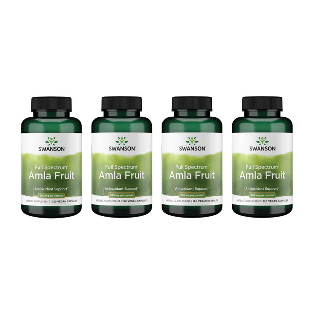 Swanson Full Spectrum Amla Fruit - Ayurvedic Indian Gooseberry Supplement, 120 Capsules (500 mg) - 4 Pack