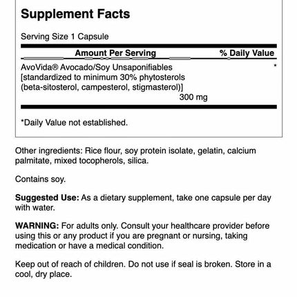 Swanson AvoVida – Avocado & Soybean Unsaponifiables for Joint Health & Mobility (60 Capsules, 4-Pack)