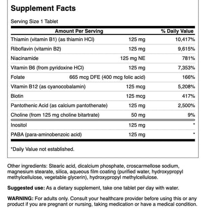 Swanson Vitamin B-125 Complex 100 Tabs | B-Complex Supplement