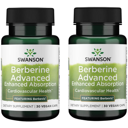 Swanson Berberine Advanced Enhanced Absorption – Berbevis 550 mg, 2 Pack (60 Veg Caps)