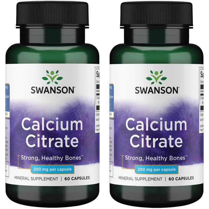 Swanson Calcium Citrate 200 mg 60 Caps (2 Pack) – Strong Bones