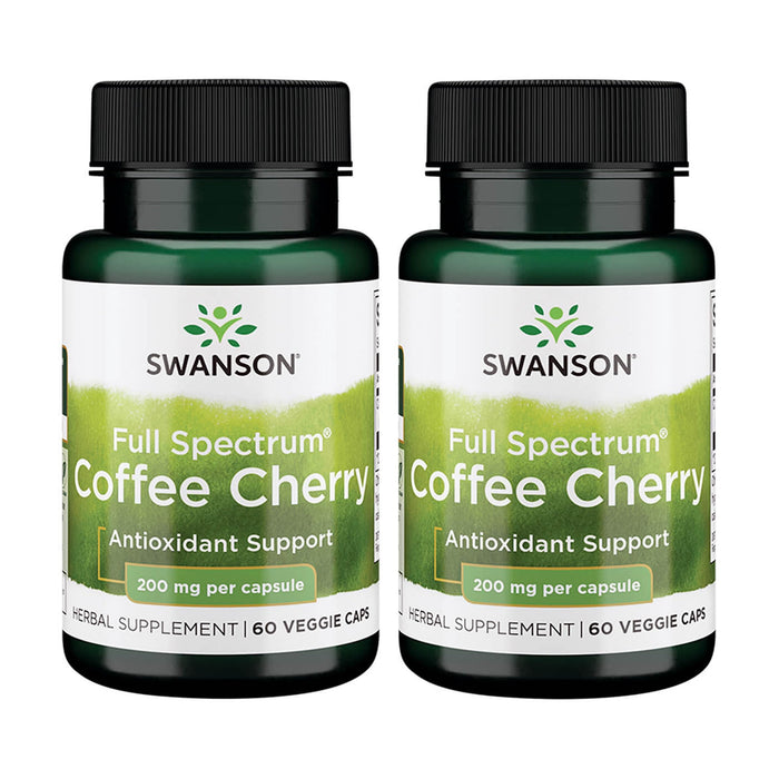 Swanson Full-Spectrum Coffee Cherry-Herbal Immune Support & Wellness (60 Veggie Capsules, 200 mg) 2 Pack