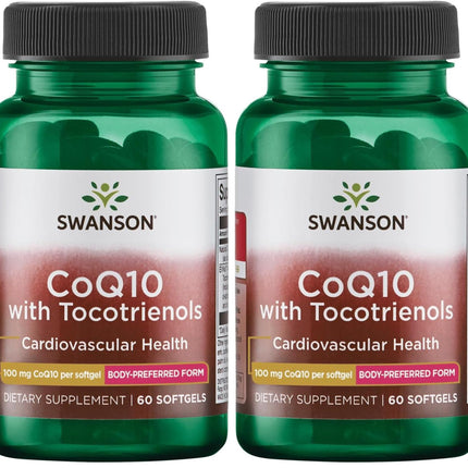 Swanson CoQ10 100 mg with 10 mg Tocotrienols – 60 Softgels (Pack of 2)