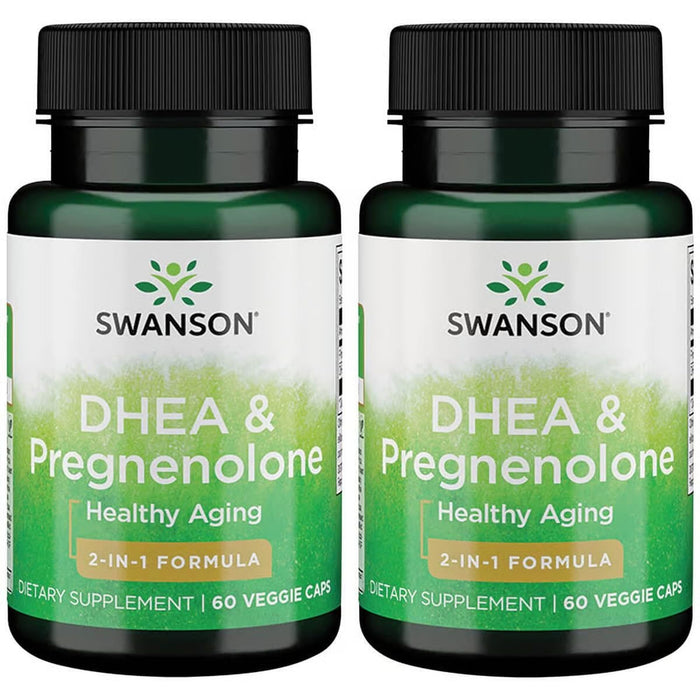 Swanson DHEA and Pregnenolone Complex 60 Veg Capsules (2 Pack) – Hormone Support