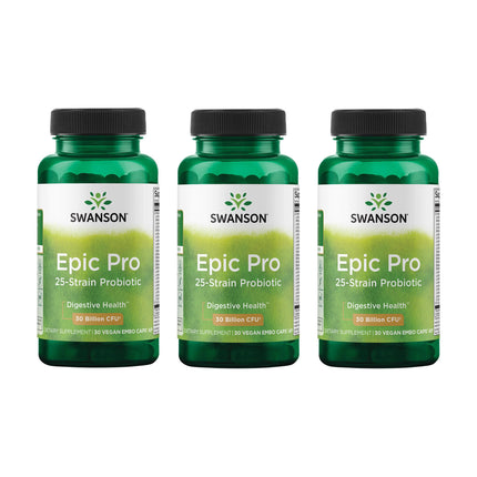 Swanson Epic-Pro 25-Strain Probiotic – 30B CFU, Digestive Health and Immune Support (3 Pack)