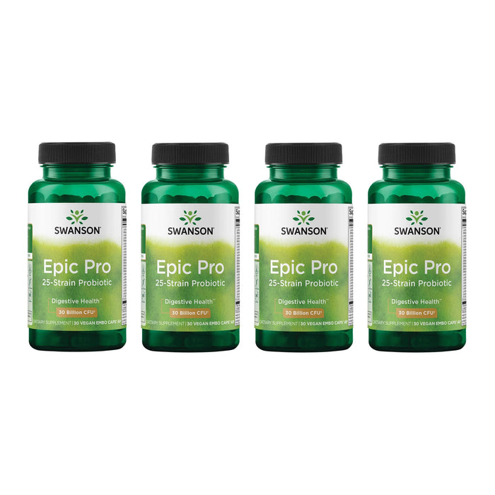 Swanson Epic-Pro 25-Strain Probiotic – 30B CFU, DRcaps, 4-Pack