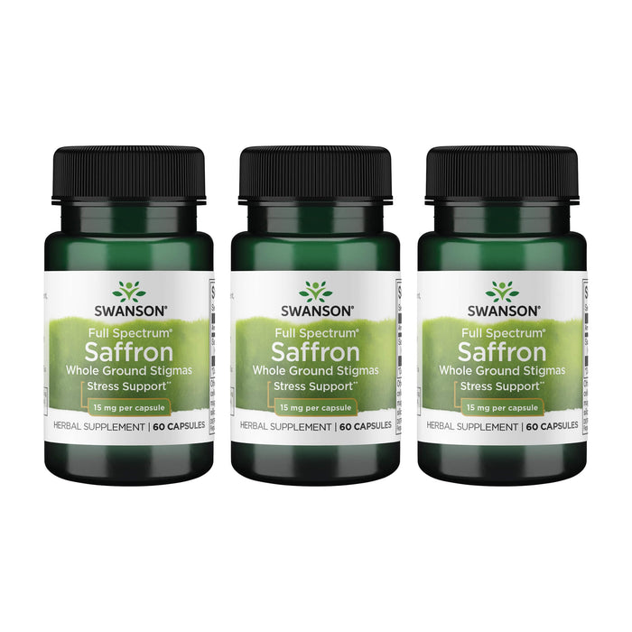 Swanson Full Spectrum Saffron - Whole Ground Stigmas | 60 Veggie Capsules (15mg) - 3 Pack