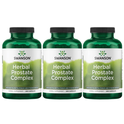 Swanson Herbal Prostate Complex - Men's Supplement - Pygeum, Saw Palmetto & Stinging Nettle - (200 Capsules) (3 Pack)