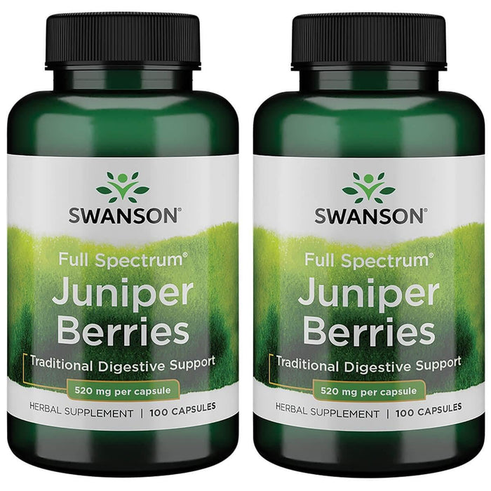 Swanson Juniper Berries 520 mg - Digestive & Immune Support (2 Pack, 100 Capsules)