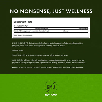 Swanson Natural Vitamin K2 (Menaquinone-7 from Natto) 50 mcg – 4 Pack, 120 Softgels