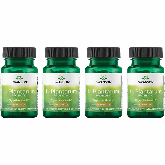 Swanson L. Plantarum Digestive Probiotic — 10B CFU, 30 Veggie Capsules, 4-Pack