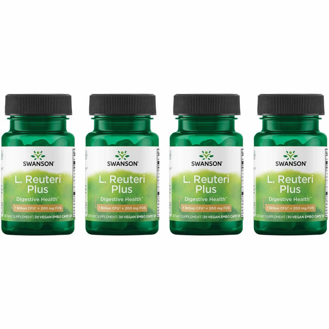 Swanson L. Reuteri Probiotic Plus with L. Rhamnosus, L. Acidophilus & FOS Prebiotic – 7B CFU per Capsule, 30 Veggie Capsules (4 Pack)