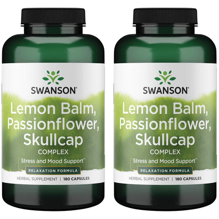 Swanson Lemon Balm Passion Flower Skullcap Complex 180 Caps 2-Pack