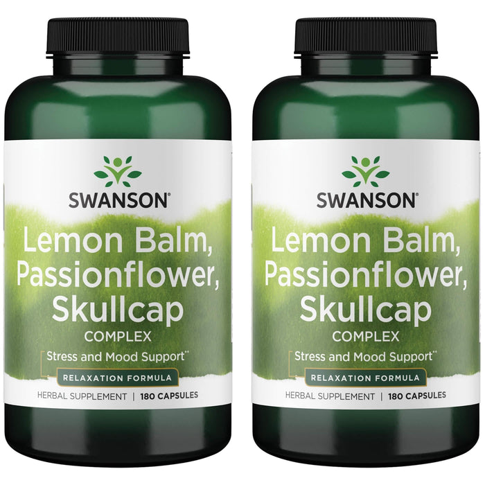 Swanson Lemon Balm Passion Flower Skullcap Complex 180 Caps 2-Pack
