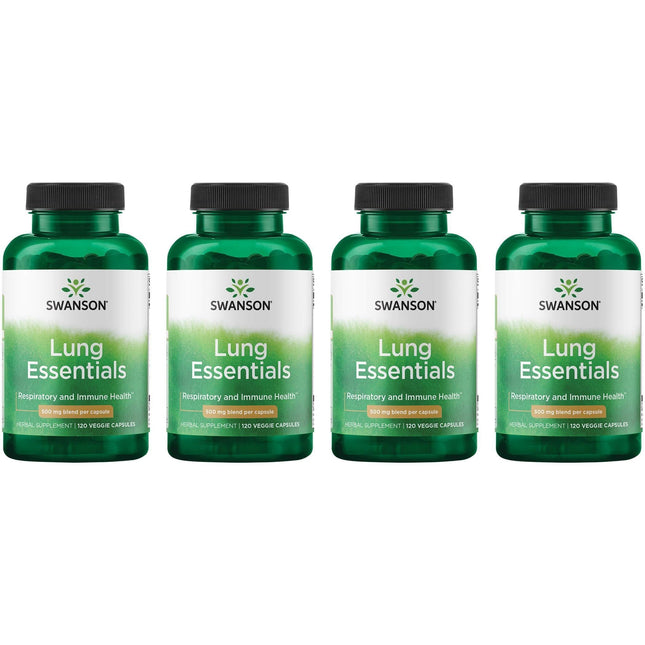 Swanson Lung Essentials 500 mg 120 Veg Caps (4 Pack) | Immune & Respiratory Support