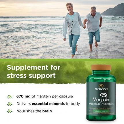 Swanson Magnesium L-Threonate – Brain Health Mineral Supplement (90 Veggie Capsules) 2-Pack