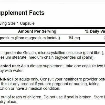Swanson Magnesium Lactate – Gentle Lactate Magnesium for Muscle & Bone Support | 3 Pack