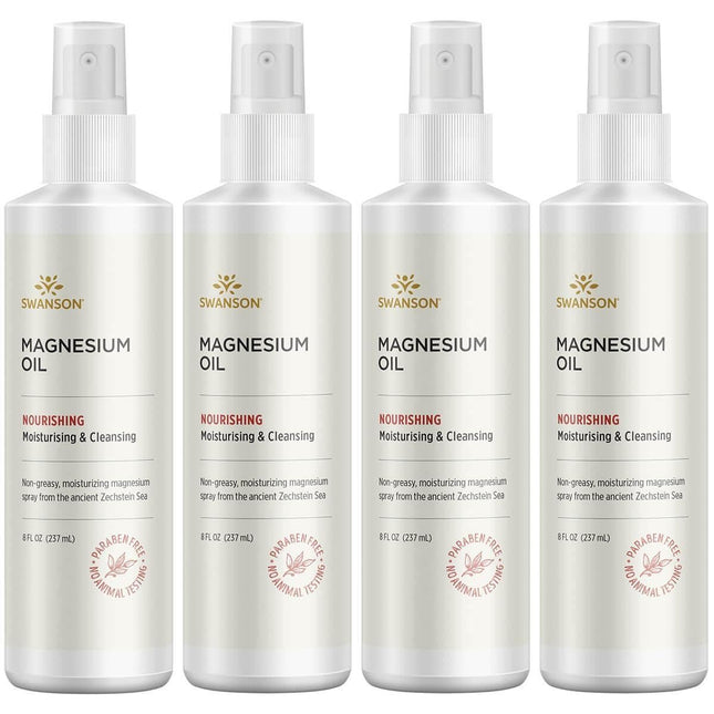 Swanson Magnesium Oil Spray Zechstein - Soothes Muscles, Nourishes Skin, Sleep Support - 8 fl oz (237 ml) Liquid (4 Pack) - Dr. Barbara Hendel's Formula