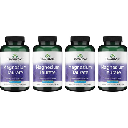 Swanson Magnesium Taurate Mineral Supplement - 120 Tablets (100 mg) - 4 Pack