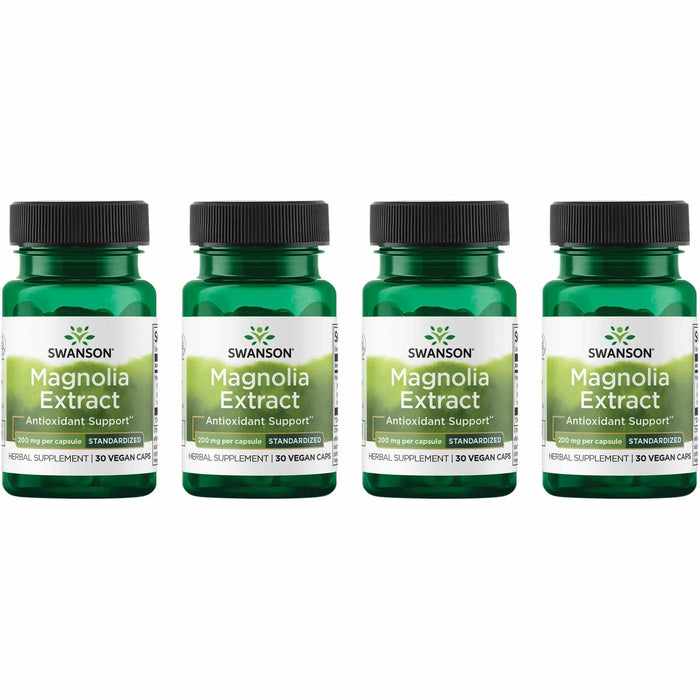 Swanson Magnolia Bark Herbal Supplement – Nervous System & Digestive Support (30 Veggie Capsules, 200mg) 4 Pack