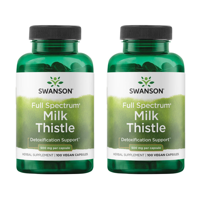 Swanson Milk Thistle - Herbal Liver Support, 500 mg per Serving, 2 Pack (100 Capsules)