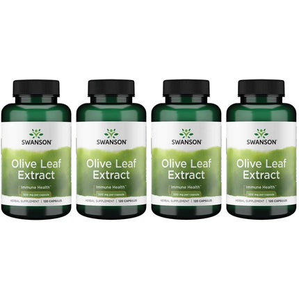 Swanson Olive Leaf Extract Capsules 20% Oleuropein - 4 Bottles (120 x 500 mg)
