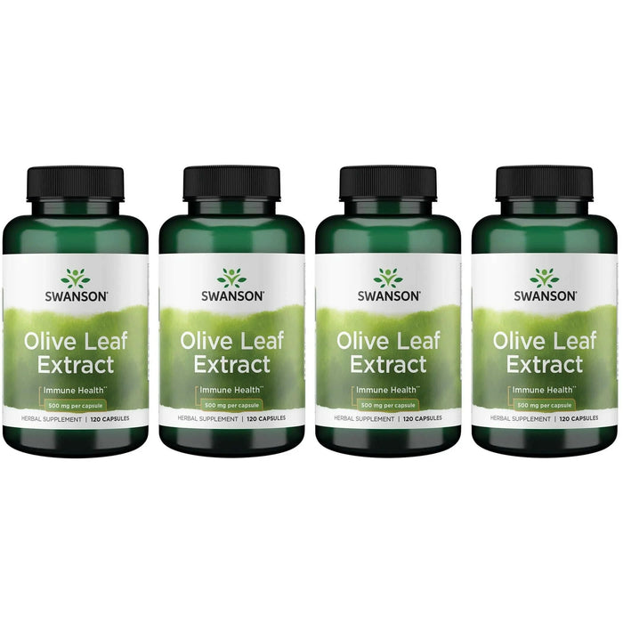 Swanson Olive Leaf Extract Capsules 20% Oleuropein - 4 Bottles (120 x 500 mg)