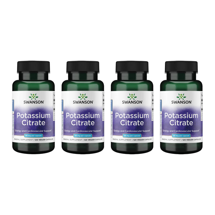 Swanson Potassium Citrate – Heart Health & Energy Support | 120 Capsules (99 mg) – 4 Pack