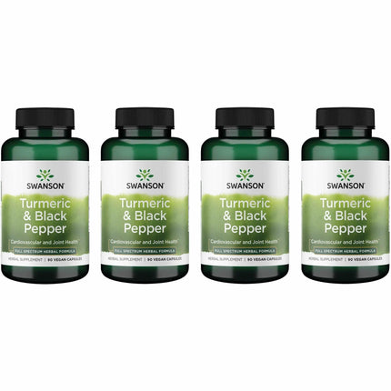 Swanson Premium Turmeric and Black Pepper – Antioxidant Support, Digestion & Joint Comfort – 90 Veg Caps (4 Pack)