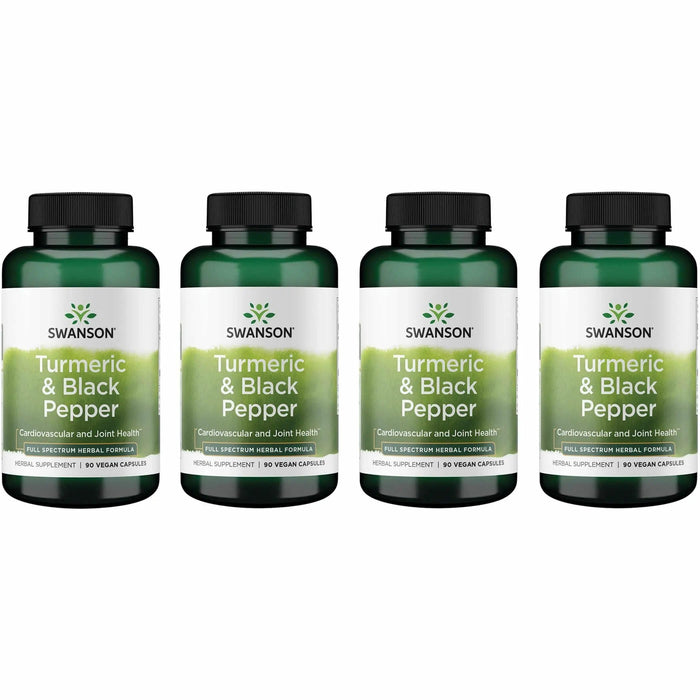 Swanson Premium Turmeric and Black Pepper – Antioxidant Support, Digestion & Joint Comfort – 90 Veg Caps (4 Pack)